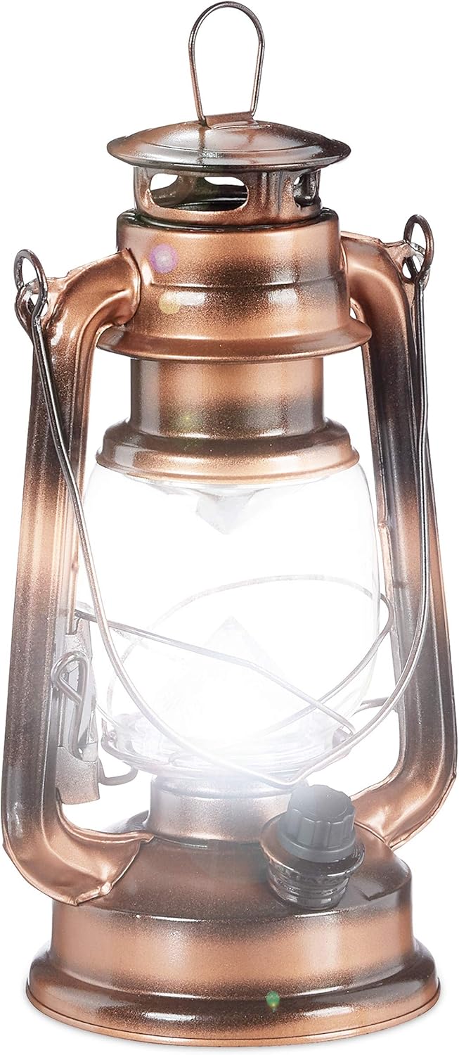 Relaxdays lanterne tempête LED cuivrée – déco fenêtre ou jardin