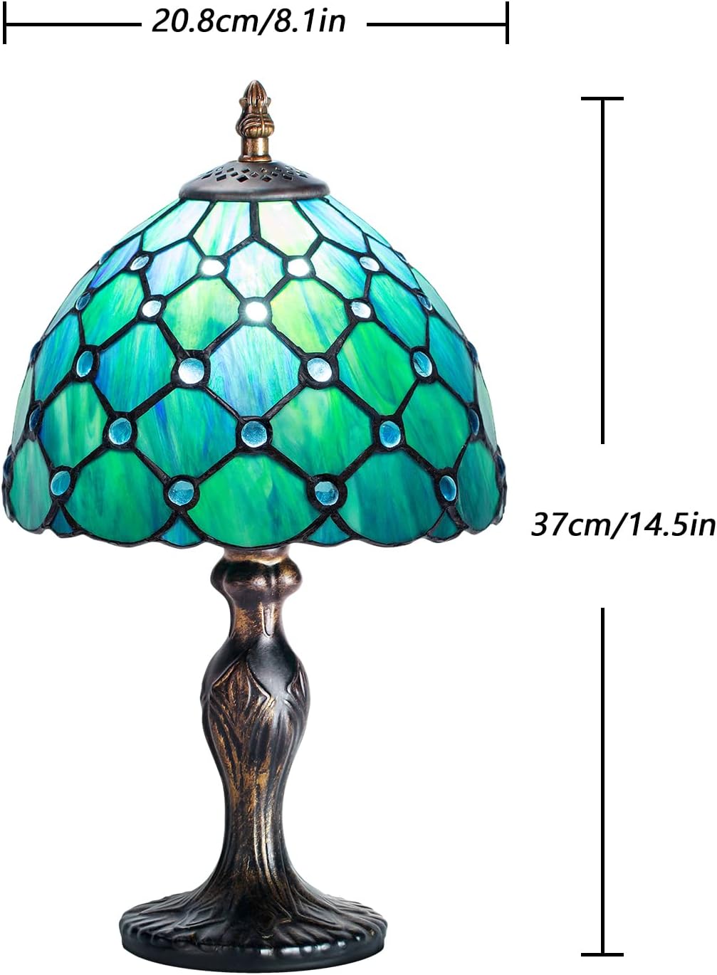 Lampe Tiffany vintage MIAOKE – vitrail fleur vert, style Art déco